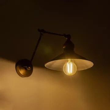 GLOBOSTAR® HAWK  Μοντέρνο Φωτιστικό Τοίχου - Απλίκα με Ντουί 1 x E27 AC 220-240V IP20 - Μαύρο & Μπρούτζινο - Μ22 x Π44 x Υ23cm