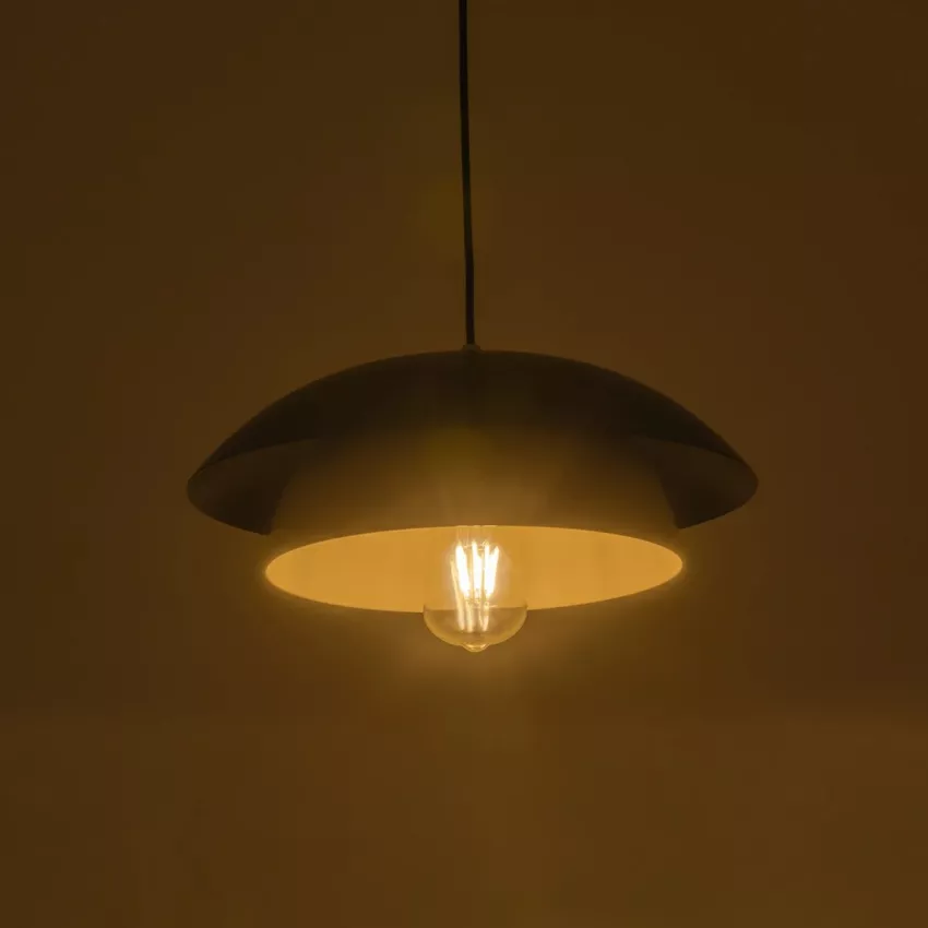 AURA  Μοντέρνο Κρεμαστό Φωτιστικό Καμπάνα Μονόφωτο 1 x E27 IP20 Μαύρο & Λευκό Μέταλλο - Μ31 x Π31 x Υ27cm