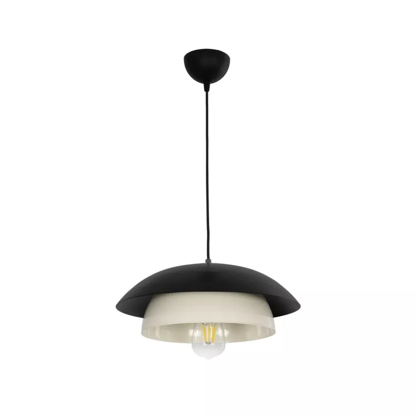AURA  Μοντέρνο Κρεμαστό Φωτιστικό Καμπάνα Μονόφωτο 1 x E27 IP20 Μαύρο & Λευκό Μέταλλο - Μ31 x Π31 x Υ27cm