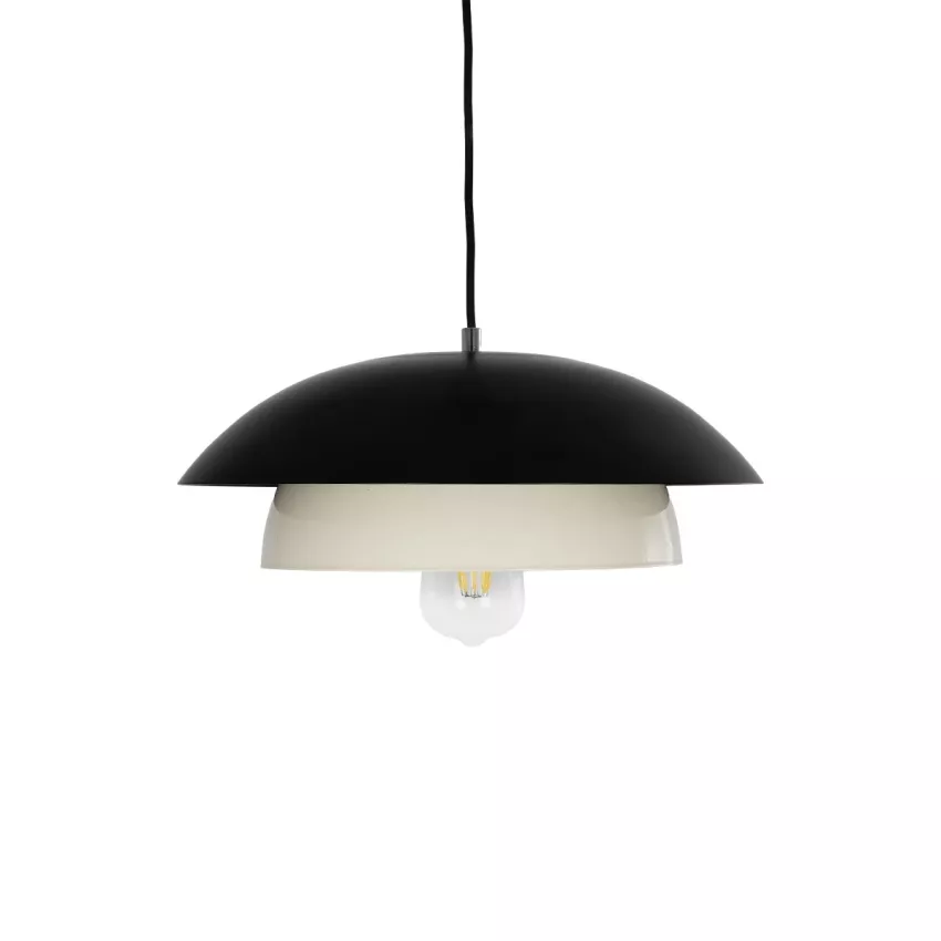 AURA  Μοντέρνο Κρεμαστό Φωτιστικό Καμπάνα Μονόφωτο 1 x E27 IP20 Μαύρο & Λευκό Μέταλλο - Μ31 x Π31 x Υ27cm