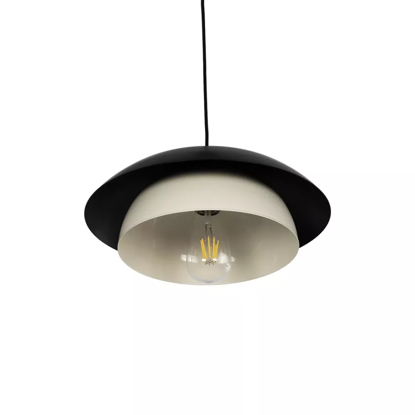 AURA  Μοντέρνο Κρεμαστό Φωτιστικό Καμπάνα Μονόφωτο 1 x E27 IP20 Μαύρο & Λευκό Μέταλλο - Μ31 x Π31 x Υ27cm