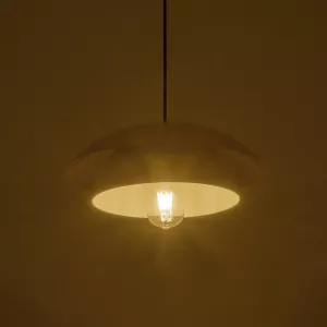 AURA  Μοντέρνο Κρεμαστό Φωτιστικό Καμπάνα Μονόφωτο 1 x E27 IP20 Κίτρινο & Λευκό Μέταλλο - Μ31 x Π31 x Υ27cm