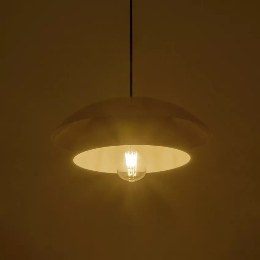 AURA  Μοντέρνο Κρεμαστό Φωτιστικό Καμπάνα Μονόφωτο 1 x E27 IP20 Κίτρινο & Λευκό Μέταλλο - Μ31 x Π31 x Υ27cm