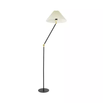 FLY  Μοντέρνο Eπιδαπέδιο Φωτιστικό Μονόφωτο 1 x E27 IP20 Μαύρο & Χρυσό Μέταλλο με Μπεζ Ύφασμα - Μ38 x Π38 x Υ155cm