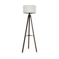 SHELF  Μοντέρνο Eπιδαπέδιο Φωτιστικό Μονόφωτο 1 x E27 IP20 Καφέ Ξύλο με Μπεζ Ύφασμα - Μ38 x Π38 x Υ135cm