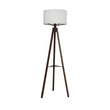 SHELF  Μοντέρνο Eπιδαπέδιο Φωτιστικό Μονόφωτο 1 x E27 IP20 Καφέ Ξύλο με Μπεζ Ύφασμα - Μ38 x Π38 x Υ135cm