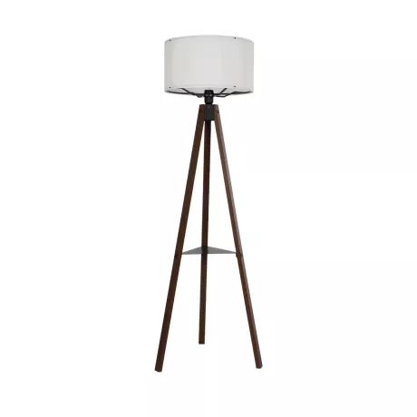 SHELF  Μοντέρνο Eπιδαπέδιο Φωτιστικό Μονόφωτο 1 x E27 IP20 Καφέ Ξύλο με Μπεζ Ύφασμα - Μ38 x Π38 x Υ135cm