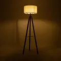 SHELF  Μοντέρνο Eπιδαπέδιο Φωτιστικό Μονόφωτο 1 x E27 IP20 Καφέ Ξύλο με Μπεζ Ύφασμα - Μ38 x Π38 x Υ135cm