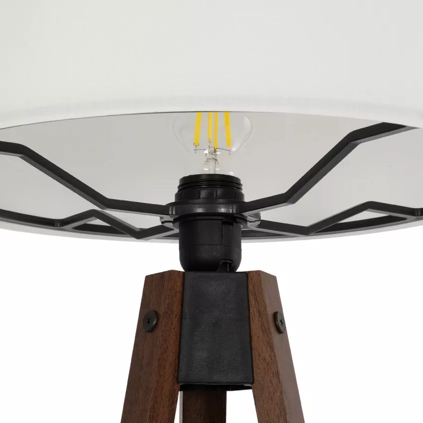 SHELF  Μοντέρνο Eπιδαπέδιο Φωτιστικό Μονόφωτο 1 x E27 IP20 Καφέ Ξύλο με Μπεζ Ύφασμα - Μ38 x Π38 x Υ135cm