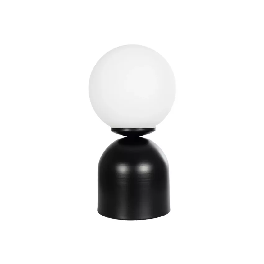 MAGIC  Μοντέρνο Eπιτραπέζιο Φωτιστικό Μονόφωτο 1 x E27 IP20 Μαύρο Μέταλλο με Λευκό Γυαλί - Μ13 x Π13 x Υ28cm