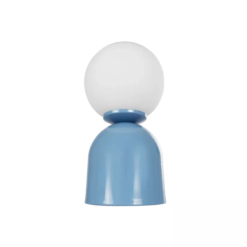 MAGIC  Μοντέρνο Eπιτραπέζιο Φωτιστικό Μονόφωτο 1 x E27 IP20 Μπλε Μέταλλο με Λευκό Γυαλί - Μ13 x Π13 x Υ28cm