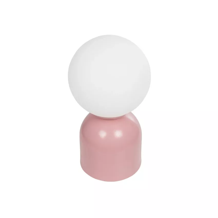 MAGIC  Μοντέρνο Eπιτραπέζιο Φωτιστικό Μονόφωτο 1 x E27 IP20 Ροζ Μέταλλο με Λευκό Γυαλί - Μ13 x Π13 x Υ28cm