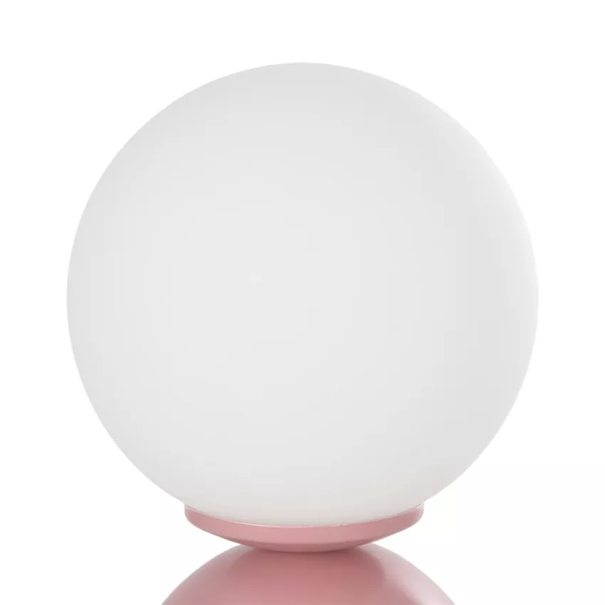 MAGIC  Μοντέρνο Eπιτραπέζιο Φωτιστικό Μονόφωτο 1 x E27 IP20 Ροζ Μέταλλο με Λευκό Γυαλί - Μ13 x Π13 x Υ28cm
