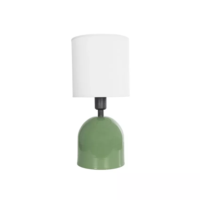 LOREN  Μοντέρνο Eπιτραπέζιο Φωτιστικό Μονόφωτο 1 x E27 IP20 Πράσινο Μέταλλο με Μπεζ Ύφασμα - Μ15 x Π15 x Υ31cm