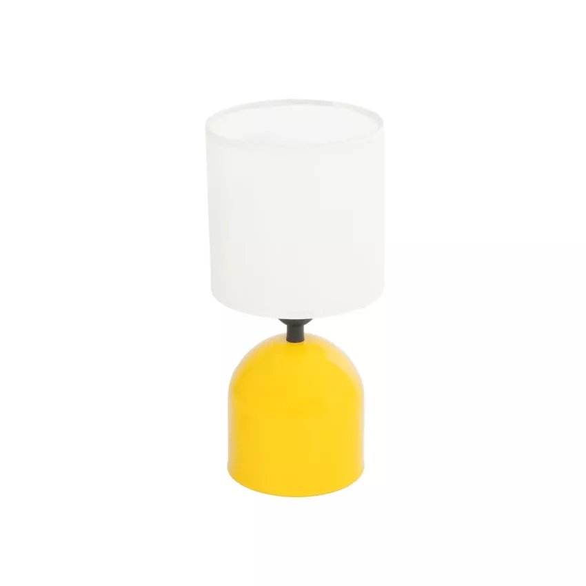 LOREN  Μοντέρνο Eπιτραπέζιο Φωτιστικό Μονόφωτο 1 x E27 IP20 Κίτρινο Μέταλλο με Μπεζ Ύφασμα - Μ15 x Π15 x Υ31cm