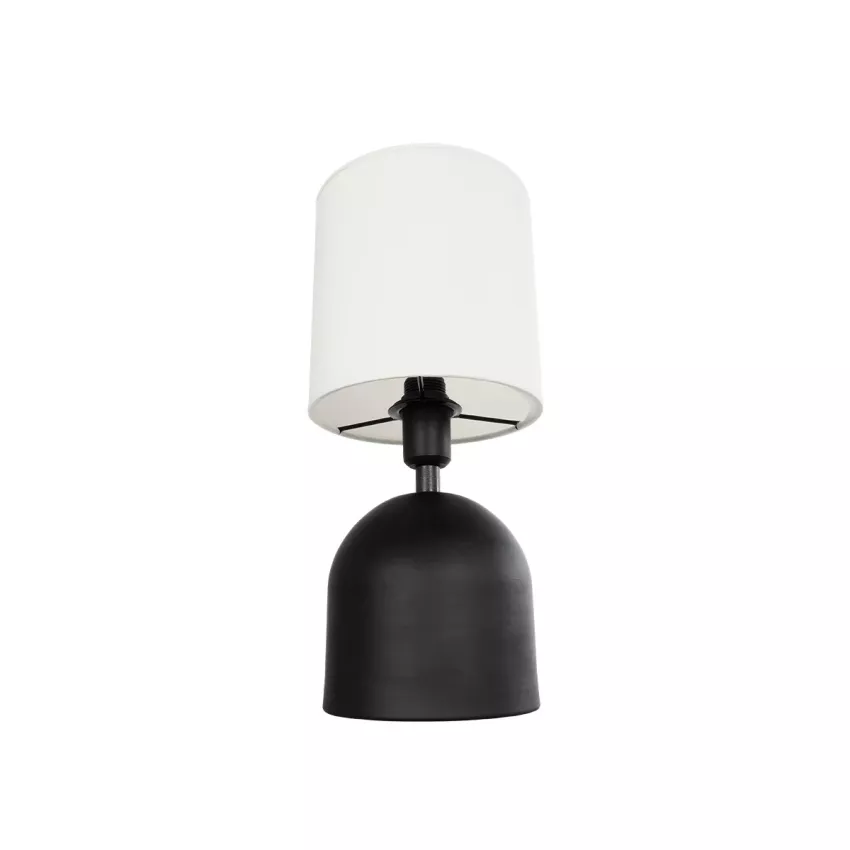 LOREN  Μοντέρνο Eπιτραπέζιο Φωτιστικό Μονόφωτο 1 x E27 IP20 Μαύρο Μέταλλο με Μπεζ Ύφασμα - Μ15 x Π15 x Υ31cm