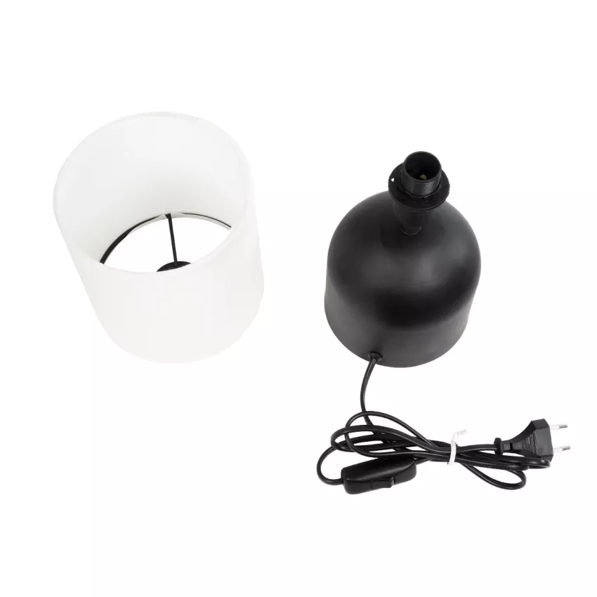 GLOBOSTAR® LOREN  Μοντέρνο Επιτραπέζιο Φωτιστικό Πορτατίφ με Ντουί 1 x E14 AC 220-240V IP20 - Μαύρο & Εκρού - Μ15,5 x Π15,5 x Υ33cm