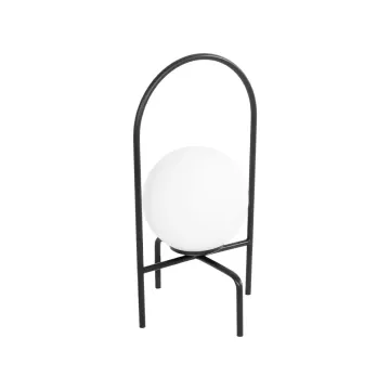 SPIDY  Μοντέρνο Eπιτραπέζιο Φωτιστικό Μονόφωτο 1 x E27 IP20 Μαύρο Μέταλλο με Λευκό Γυαλί - Μ20 x Π20 x Υ37cm