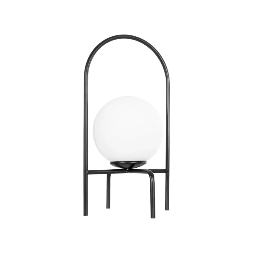 SPIDY  Μοντέρνο Eπιτραπέζιο Φωτιστικό Μονόφωτο 1 x E27 IP20 Μαύρο Μέταλλο με Λευκό Γυαλί - Μ20 x Π20 x Υ37cm