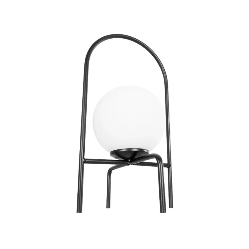 SPIDY  Μοντέρνο Eπιτραπέζιο Φωτιστικό Μονόφωτο 1 x E27 IP20 Μαύρο Μέταλλο με Λευκό Γυαλί - Μ20 x Π20 x Υ37cm