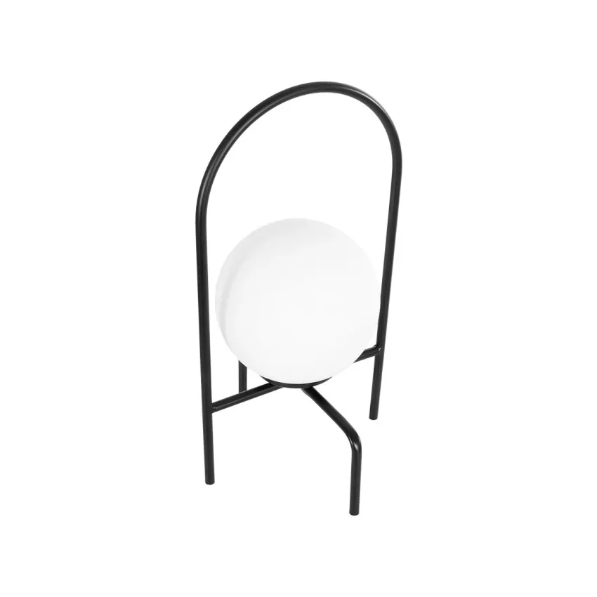 SPIDY  Μοντέρνο Eπιτραπέζιο Φωτιστικό Μονόφωτο 1 x E27 IP20 Μαύρο Μέταλλο με Λευκό Γυαλί - Μ20 x Π20 x Υ37cm