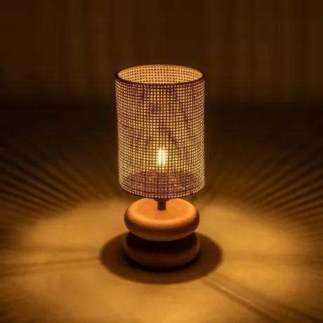 GLOBOSTAR® KLOO  Boho Επιτραπέζιο Φωτιστικό Πορτατίφ με Ντουί 1 x E14 AC 220-240V IP20 - Καφέ & Μπεζ - Μ15 x Π15 x Υ35cm