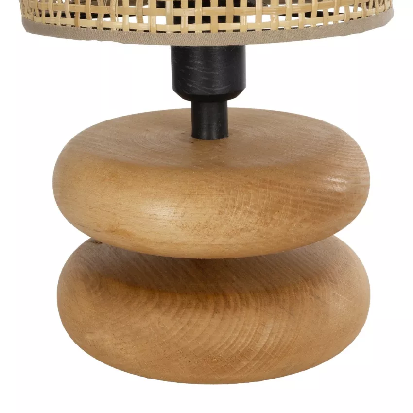 GLOBOSTAR® KLOO  Boho Επιτραπέζιο Φωτιστικό Πορτατίφ με Ντουί 1 x E14 AC 220-240V IP20 - Καφέ & Μπεζ - Μ15 x Π15 x Υ35cm