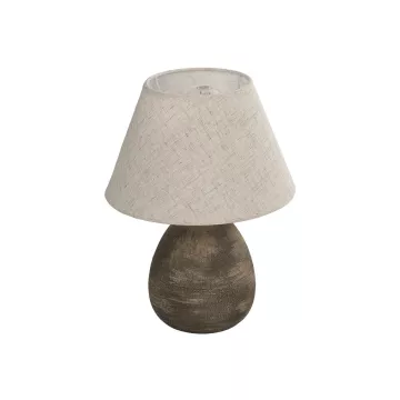 LISBON  Vintage Eπιτραπέζιο Φωτιστικό Μονόφωτο 1 x E27 IP20 Καφέ Κεραμικό με Μπεζ Ύφασμα - Μ22 x Π22 x Υ30cm