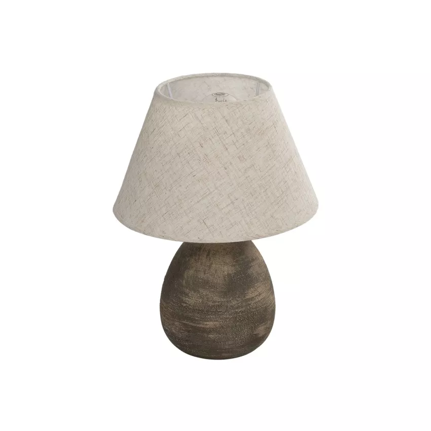 LISBON  Vintage Eπιτραπέζιο Φωτιστικό Μονόφωτο 1 x E27 IP20 Καφέ Κεραμικό με Μπεζ Ύφασμα - Μ22 x Π22 x Υ30cm
