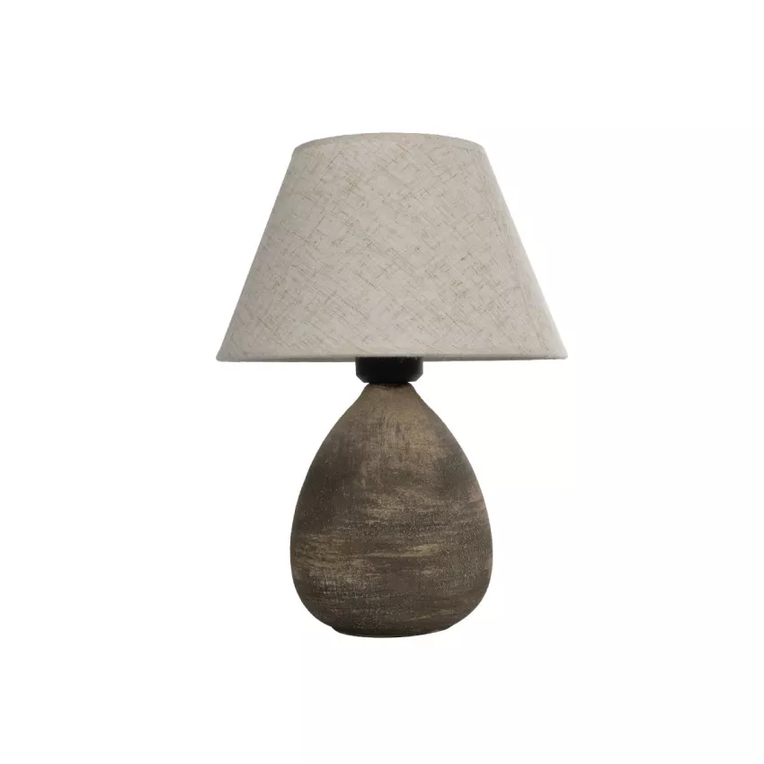 LISBON  Vintage Eπιτραπέζιο Φωτιστικό Μονόφωτο 1 x E27 IP20 Καφέ Κεραμικό με Μπεζ Ύφασμα - Μ22 x Π22 x Υ30cm