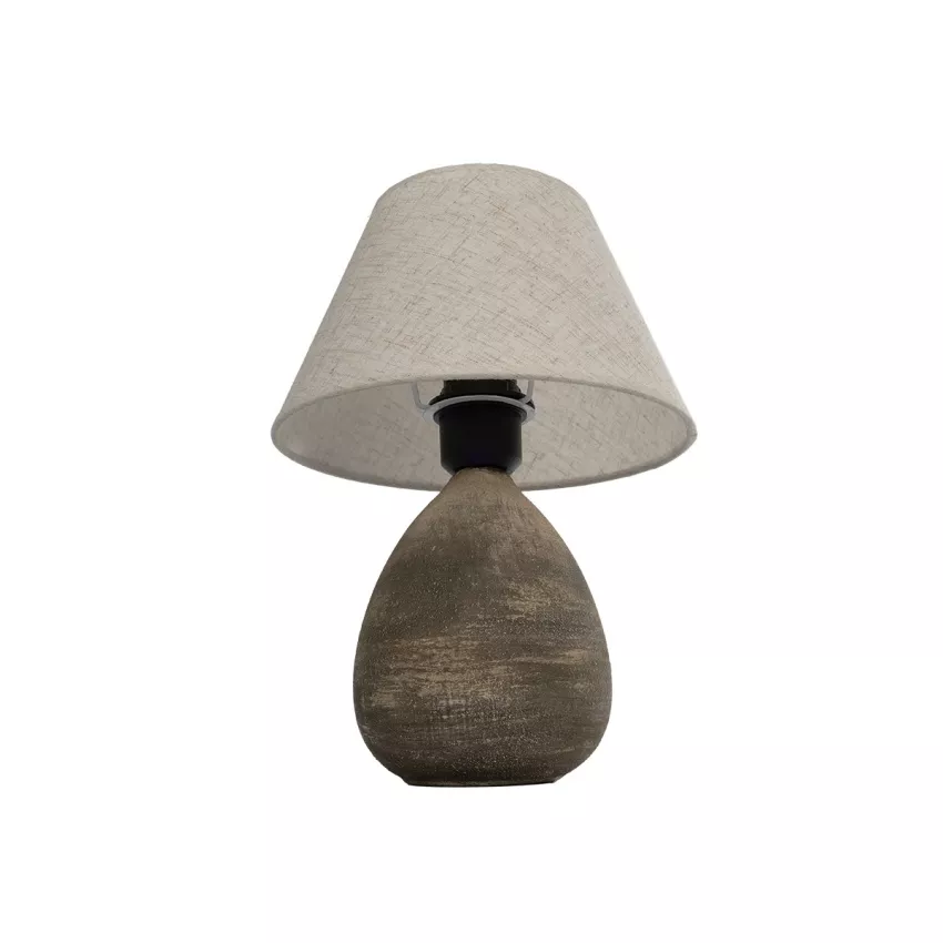 LISBON  Vintage Eπιτραπέζιο Φωτιστικό Μονόφωτο 1 x E27 IP20 Καφέ Κεραμικό με Μπεζ Ύφασμα - Μ22 x Π22 x Υ30cm