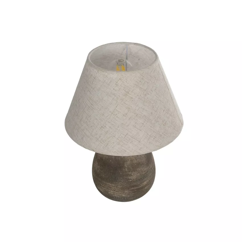 LISBON  Vintage Eπιτραπέζιο Φωτιστικό Μονόφωτο 1 x E27 IP20 Καφέ Κεραμικό με Μπεζ Ύφασμα - Μ22 x Π22 x Υ30cm