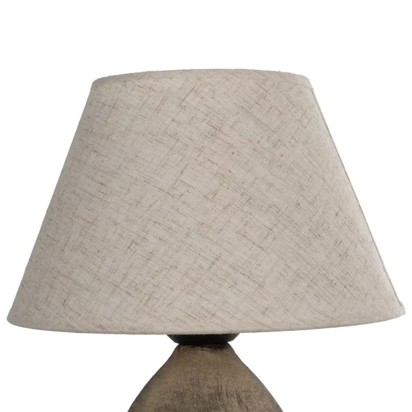 LISBON  Vintage Eπιτραπέζιο Φωτιστικό Μονόφωτο 1 x E27 IP20 Καφέ Κεραμικό με Μπεζ Ύφασμα - Μ22 x Π22 x Υ30cm