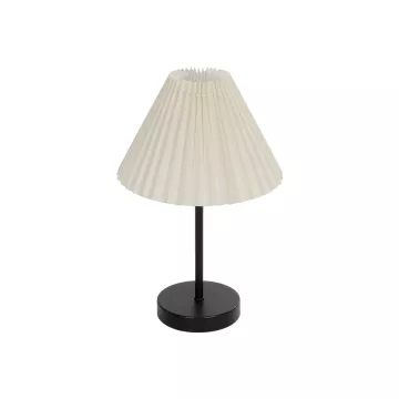 ORACLE  Μοντέρνο Eπιτραπέζιο Φωτιστικό Μονόφωτο 1 x E27 IP20 Μαύρο Μέταλλο με Μπεζ Ύφασμα - Μ22 x Π22 x Υ36cm