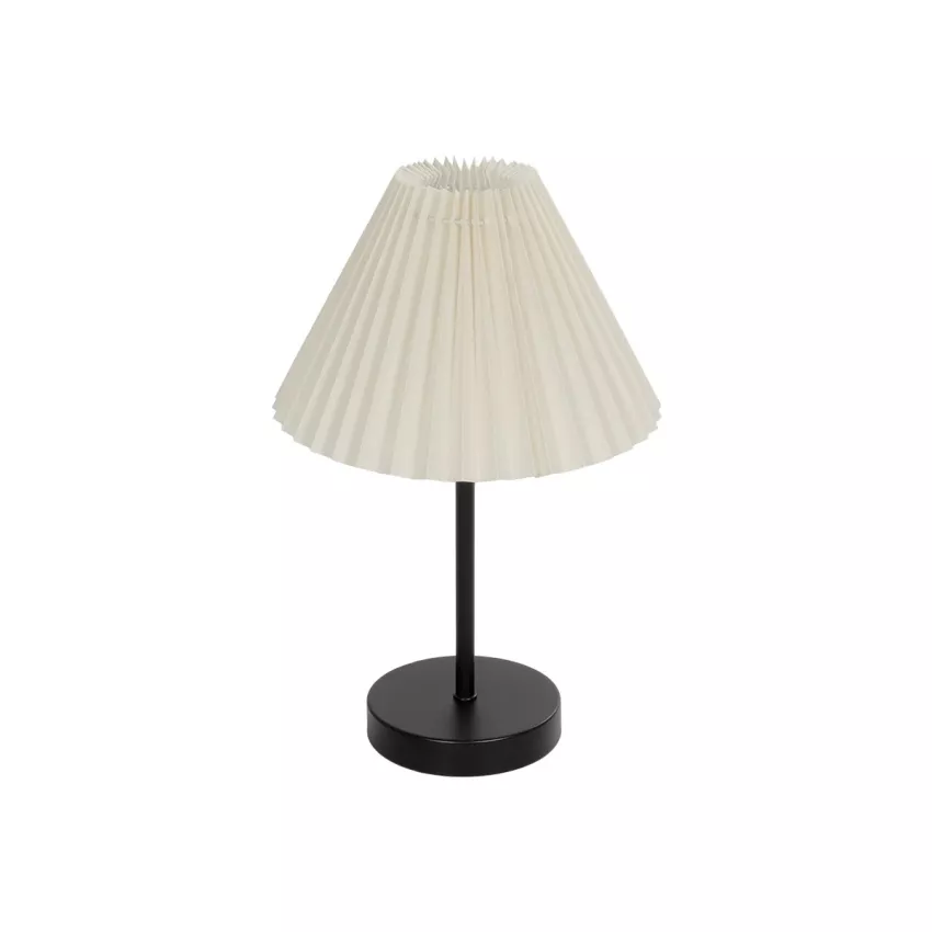 ORACLE  Μοντέρνο Eπιτραπέζιο Φωτιστικό Μονόφωτο 1 x E27 IP20 Μαύρο Μέταλλο με Μπεζ Ύφασμα - Μ22 x Π22 x Υ36cm