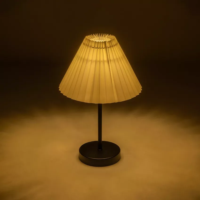 ORACLE  Μοντέρνο Eπιτραπέζιο Φωτιστικό Μονόφωτο 1 x E27 IP20 Μαύρο Μέταλλο με Μπεζ Ύφασμα - Μ22 x Π22 x Υ36cm