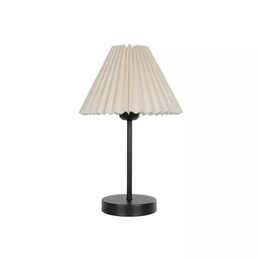 ORACLE  Μοντέρνο Eπιτραπέζιο Φωτιστικό Μονόφωτο 1 x E27 IP20 Μαύρο Μέταλλο με Μπεζ Ύφασμα - Μ22 x Π22 x Υ36cm