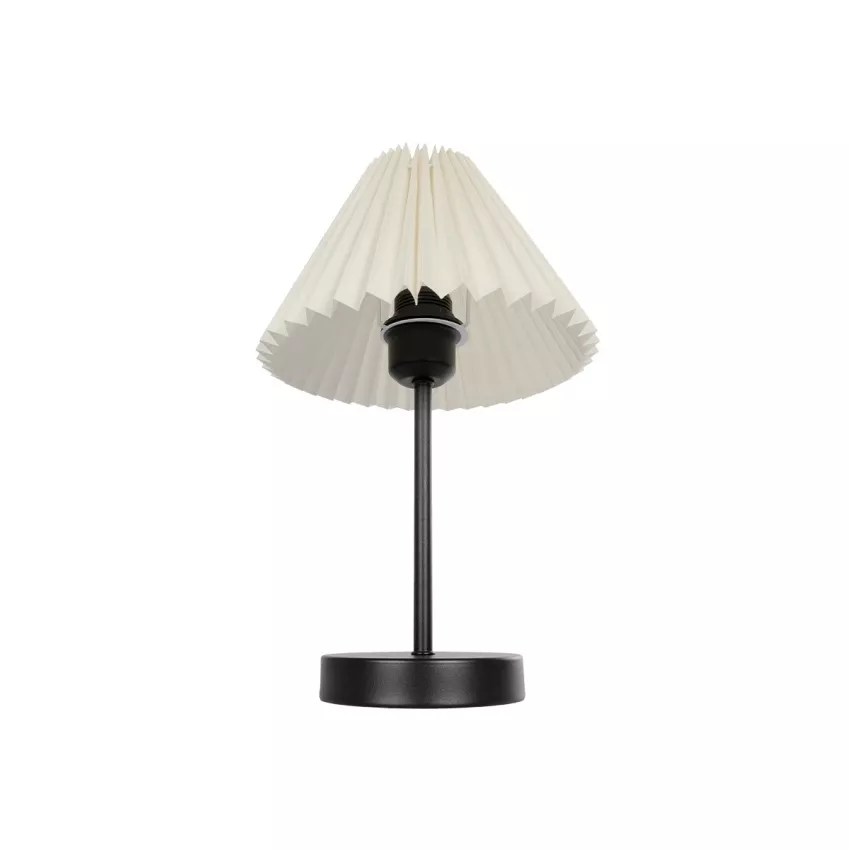 ORACLE  Μοντέρνο Eπιτραπέζιο Φωτιστικό Μονόφωτο 1 x E27 IP20 Μαύρο Μέταλλο με Μπεζ Ύφασμα - Μ22 x Π22 x Υ36cm