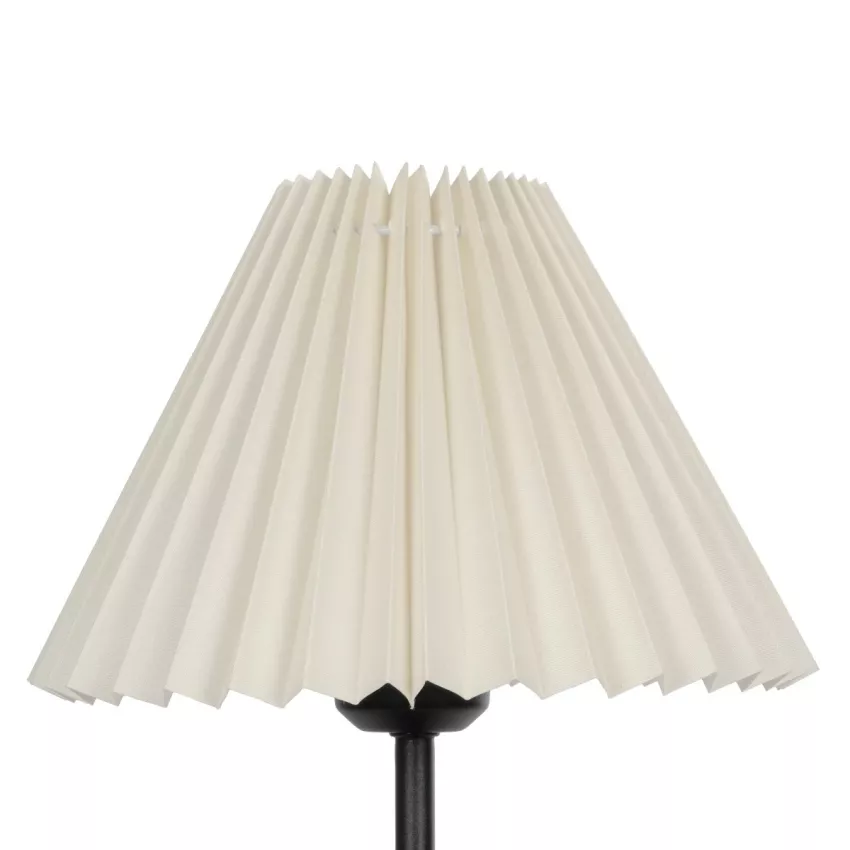 ORACLE  Μοντέρνο Eπιτραπέζιο Φωτιστικό Μονόφωτο 1 x E27 IP20 Μαύρο Μέταλλο με Μπεζ Ύφασμα - Μ22 x Π22 x Υ36cm