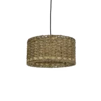POMEGRANDE  Boho Κρεμαστό Φωτιστικό Kαπέλο Μονόφωτο 1 x E27 IP20 Μπεζ Rattan - Μ30 x Π30 x Υ16cm