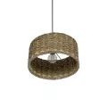 POMEGRANDE  Boho Κρεμαστό Φωτιστικό Kαπέλο Μονόφωτο 1 x E27 IP20 Μπεζ Rattan - Μ30 x Π30 x Υ16cm