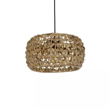 DARIO  Boho Κρεμαστό Φωτιστικό Kαπέλο Μονόφωτο 1 x E27 IP20 Καφέ Rattan - Μ29 x Π29 x Υ16cm