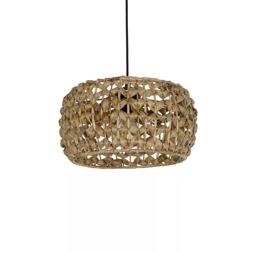 DARIO  Boho Κρεμαστό Φωτιστικό Kαπέλο Μονόφωτο 1 x E27 IP20 Καφέ Rattan - Μ29 x Π29 x Υ16cm