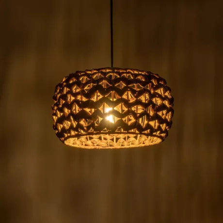GLOBOSTAR® SAND  Boho Κρεμαστό Φωτιστικό Οροφής με Ντουί 1 x E27 AC 220-240V IP20 - Καφέ - Μ30 x Π30 x Υ18cm