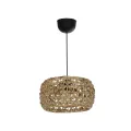 DARIO  Boho Κρεμαστό Φωτιστικό Kαπέλο Μονόφωτο 1 x E27 IP20 Καφέ Rattan - Μ29 x Π29 x Υ16cm