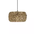 DARIO  Boho Κρεμαστό Φωτιστικό Kαπέλο Μονόφωτο 1 x E27 IP20 Καφέ Rattan - Μ29 x Π29 x Υ16cm