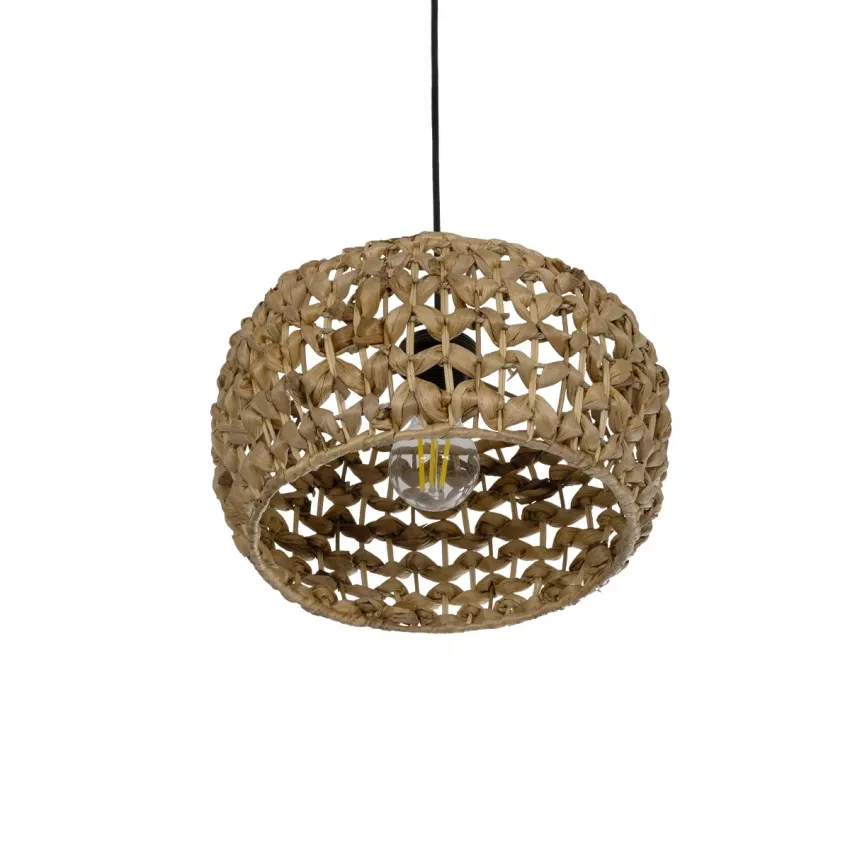 DARIO  Boho Κρεμαστό Φωτιστικό Kαπέλο Μονόφωτο 1 x E27 IP20 Καφέ Rattan - Μ29 x Π29 x Υ16cm