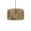 POMEGRANDE  Boho Κρεμαστό Φωτιστικό Kαπέλο Μονόφωτο 1 x E27 IP20 Καφέ Rattan - Μ29 x Π29 x Υ16cm