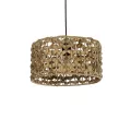 POMEGRANDE  Boho Κρεμαστό Φωτιστικό Kαπέλο Μονόφωτο 1 x E27 IP20 Καφέ Rattan - Μ29 x Π29 x Υ16cm