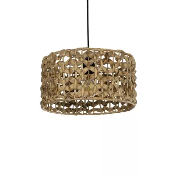 POMEGRANDE  Boho Κρεμαστό Φωτιστικό Kαπέλο Μονόφωτο 1 x E27 IP20 Καφέ Rattan - Μ29 x Π29 x Υ16cm